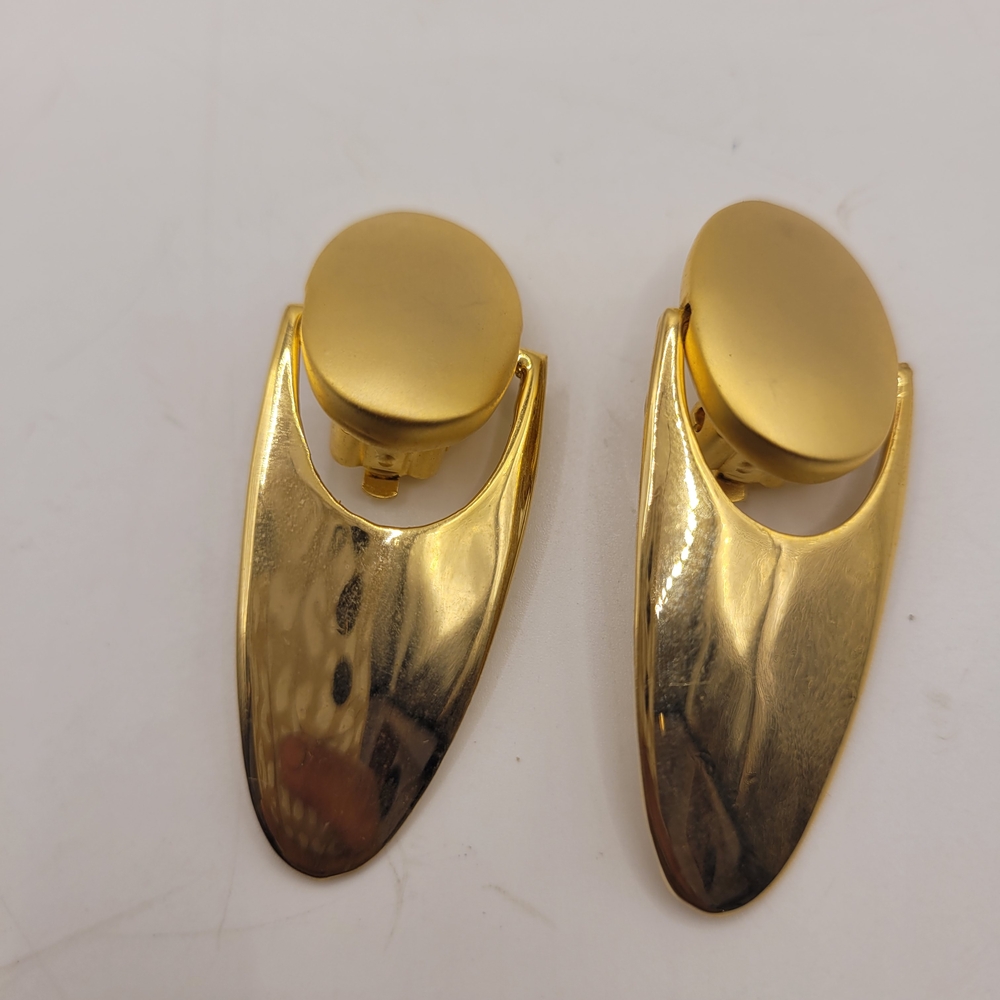 Gold Brushed Tone Doorknocker Earrings